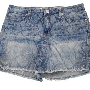 Seven7 Weekend Denim Shorts Womens  Size 12 Blue Cotton Snake Print Mid Rise